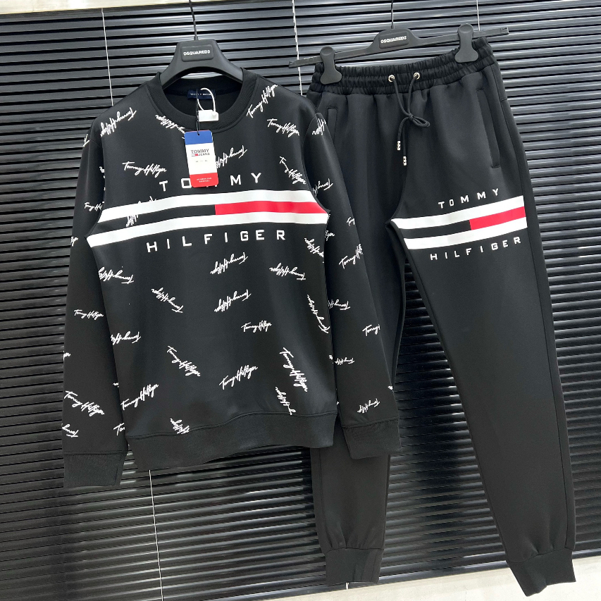 Áo nỉ Sweater Tommy in vạch chữ ký thiết kế hot trend Nam Nữ Thu Đông 2023