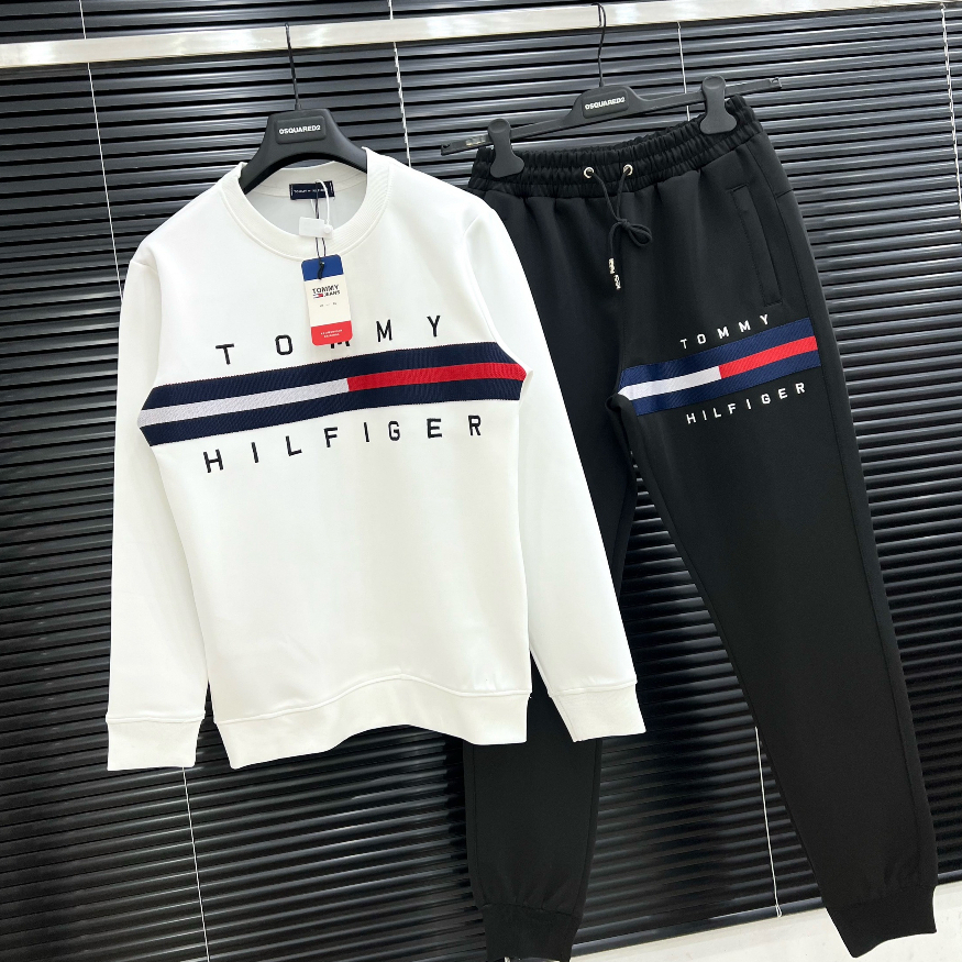 Áo nỉ Tommy thêu vạch thiết kế hot trend Nam Nữ Thu Đông 2023