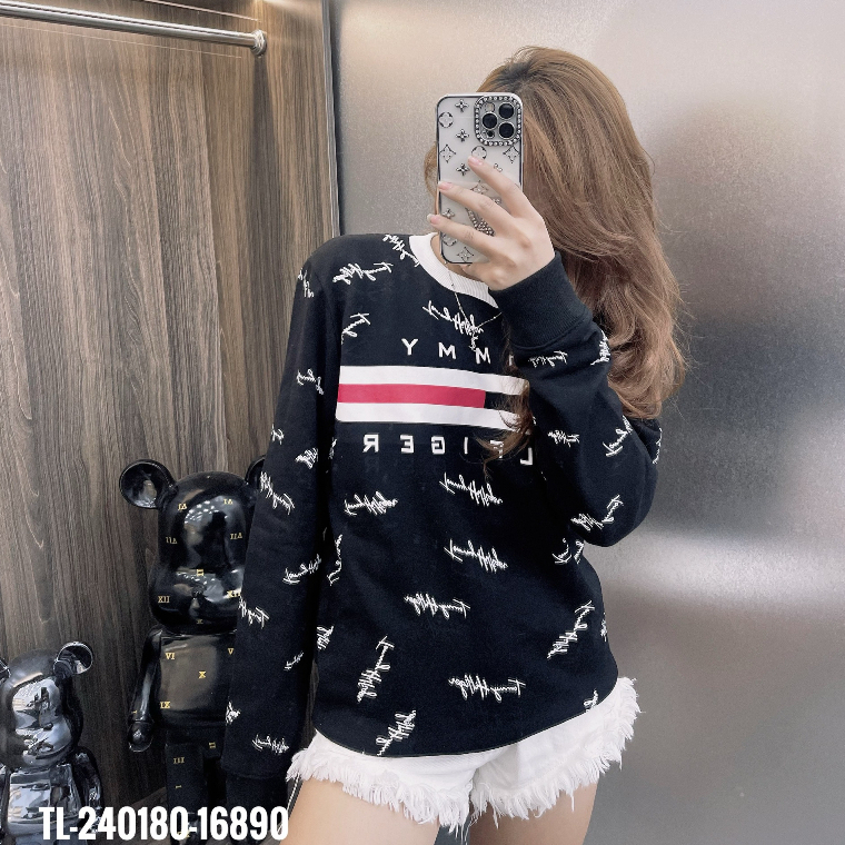 Áo nỉ Sweater Tommy in vạch chữ ký thiết kế hot trend Nam Nữ Thu Đông 2023