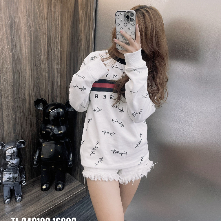 Áo nỉ Tommy thêu vạch thiết kế hot trend Nam Nữ Thu Đông 2023