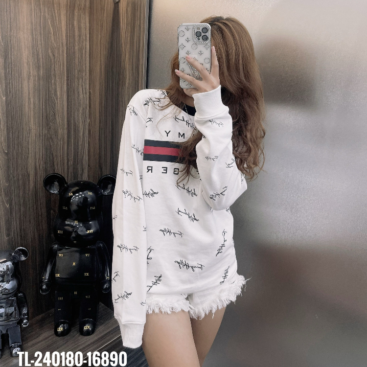 Áo nỉ Sweater Tommy in vạch chữ ký thiết kế hot trend Nam Nữ Thu Đông 2023