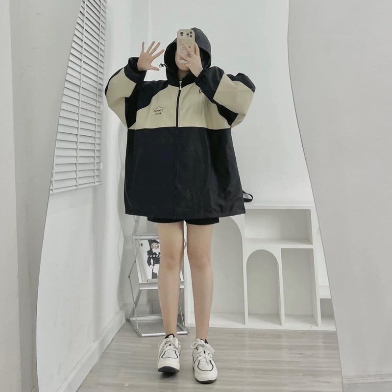 Áo khoác phối màu unisex có mũ form rộng mặc đôi nam nữ - phong cách Harajuku Nhật Bản Aogiophoimau415 P4/K15