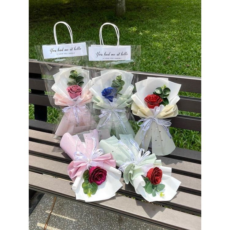 Túi Đựng Hoa Tươi, Hoa Sáp, Hoa Len Trong Suốt Làm Quà Tặng Giáng Sinh Thiết Kế Trendy Nhiều Kích Thước Chất Liệu PVC