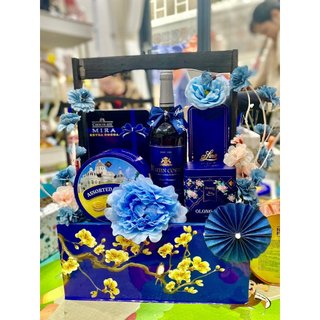 Giỏ quà tết cao cấp 2024 - Giỏ quà Tặng dịp Tết cao cấp với tông màu Xanh chủ đạo - Trangtran Store