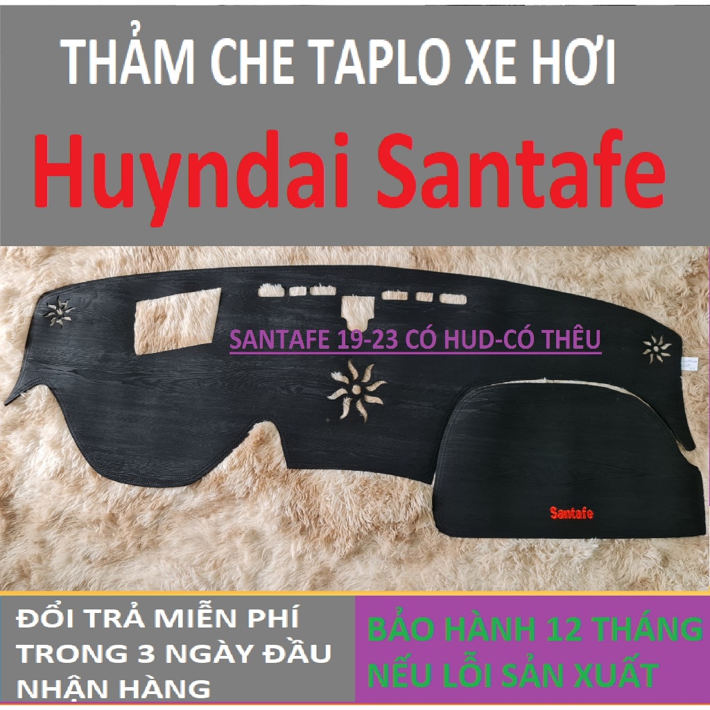 Thảm Taplo Huyndai Santafe,Thảm Lót Taplo Xe Hơi Cao Cấp Hàng 3 Lớp Có Chống Trượt,Da Đẹp Bảo Hành 12 Tháng