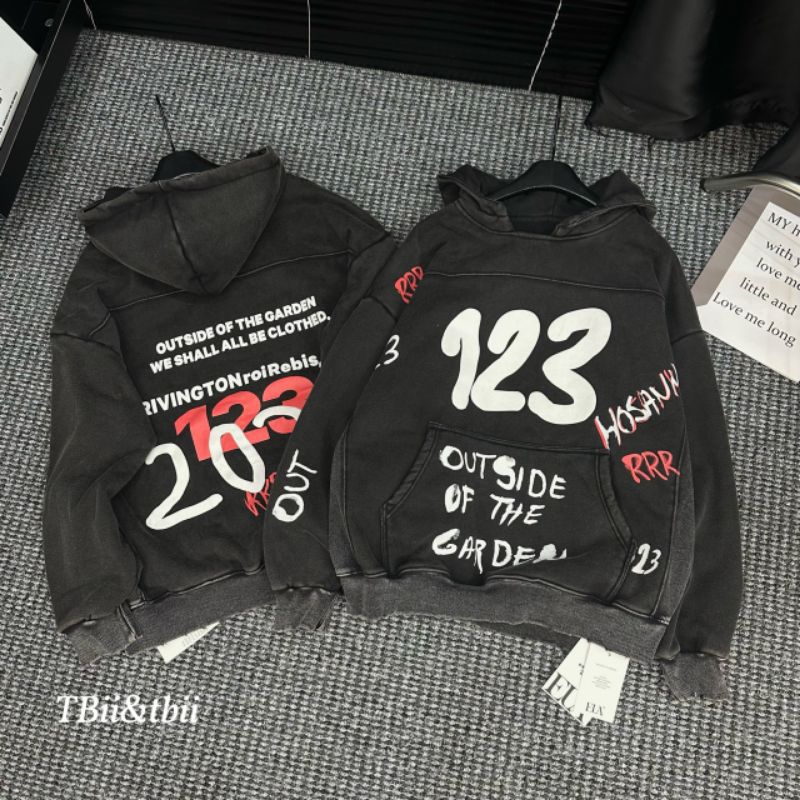 Áo nỉ hoodies mũ loang số 123