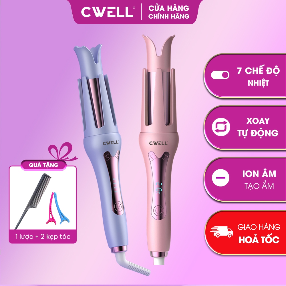Máy uốn tóc làm xoăn tự động CWell, chất liệu gốm sứ đường kính 32mm, công nghệ ion bảo vệ tóc C01HC