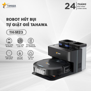 Robot hút bụi lau thông minh tahawa th-m23-lực hút 5000 pa - tự động đổ rác, tự động giặt giẻ- hàng nhập khẩu nhật bản