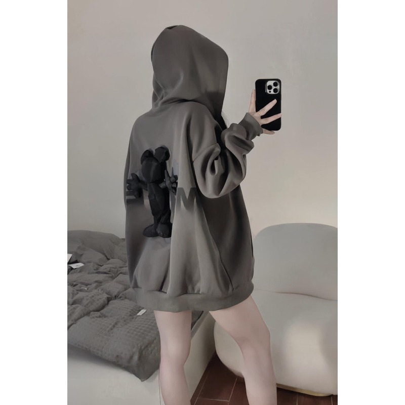 Áo Khoác Hoodie Khoá Mũ Lưng Gấu Mickey Hàng QC loại 1 lót nỉ
