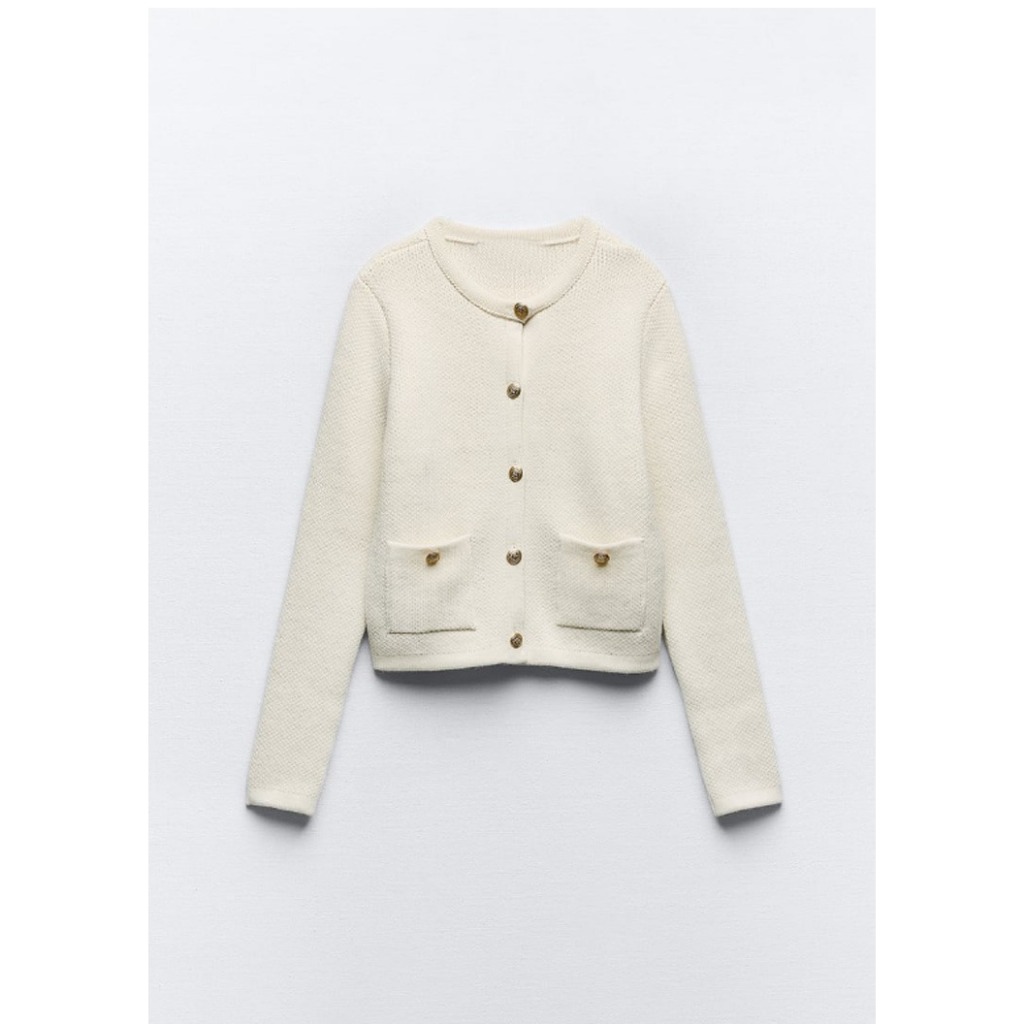 ÁO KHOÁC CARDIGAN LEN ĐAN ZARA XUẤT NỮ MÀU KEM - 3991/118