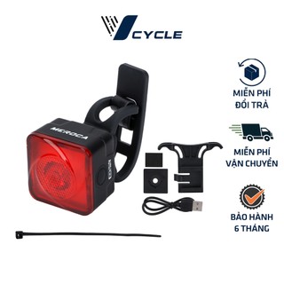 Đèn hậu xe đạp MEROCA N20B cảm biến phanh, cảm biến ánh sáng tự động tắt, chống nước sạc USB