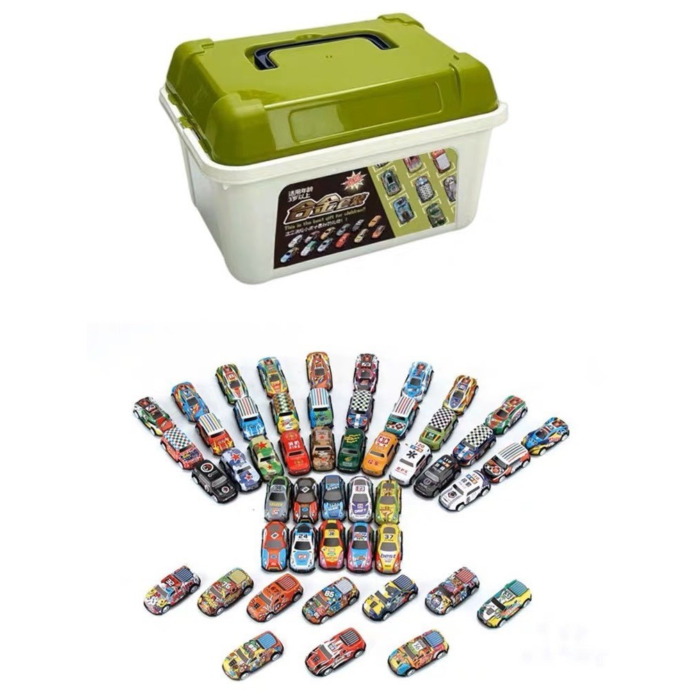 Bộ ô tô đồ chơi mini, Hộp 30 ô tô, Thùng 30 xe đồ chơi nhiều màu kèm thùng đựng có quai xách