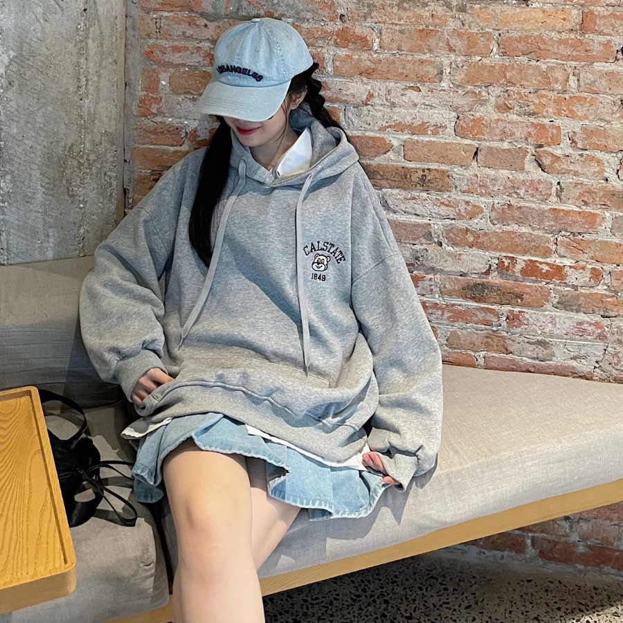 Áo hoodie nữ form rộng chất vải nỉ 2 da dày dặn CALS 10636 - Jemcloset