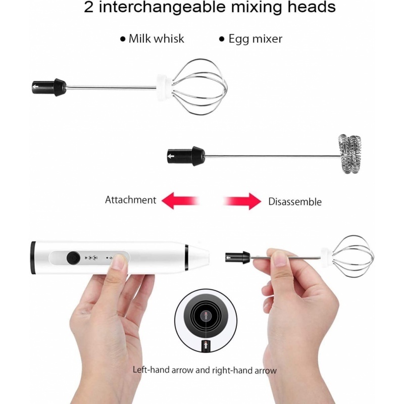 Máy đánh Trứng Cầm Tay Kèm Máy Tạo Bọt Cafe Chạy Điện Sạc USB