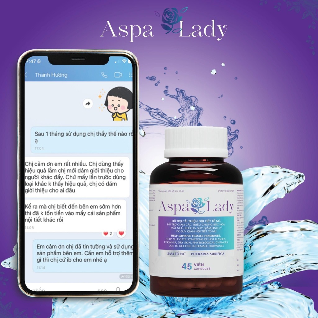 Viên Uống Aspa Lady CHÍNH HÃNG Cân Bằng Nội Tiết Tố Nữ, Làm Đẹp Da