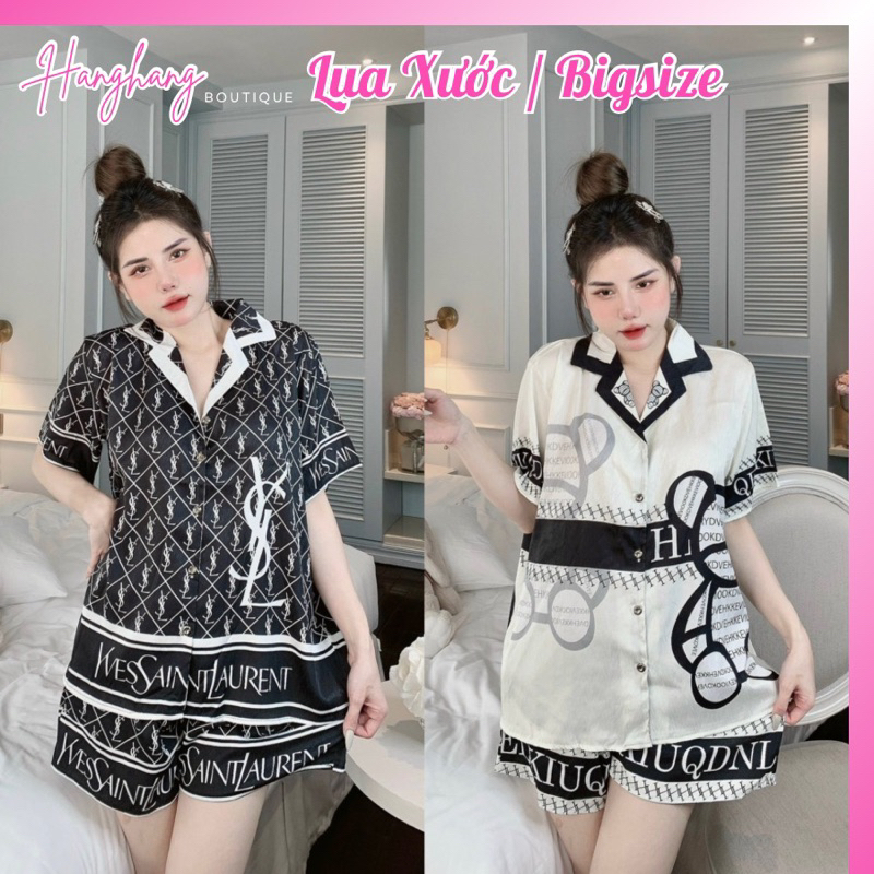 Bộ đồ ngủ nữ bigsize 50-75kg, đồ bộ đùi nữ ngắn pijama lụa xước bigsize mặc nhà giá rẻ, đồ ngủ lụa thiết kế thương hiệu