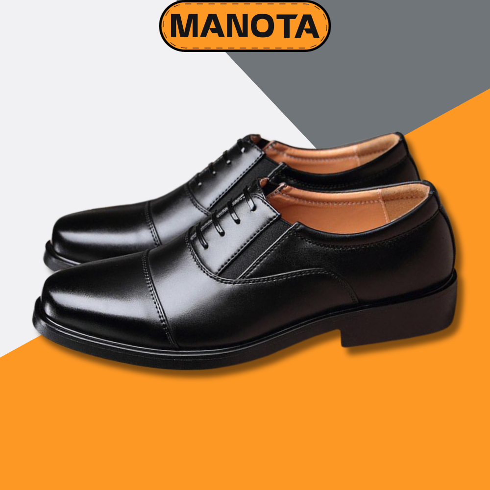 Giày tây da nam Manota giày quân đội cột dây lịch lãm BT19 cao cấp