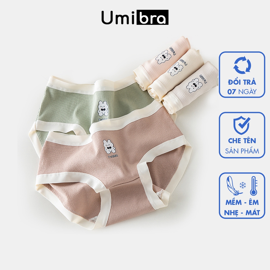 Quần lót nữ Cotton Umibra viền Su mỏng mát họa tiết thỏ Rabbit xinh xắn - QL37