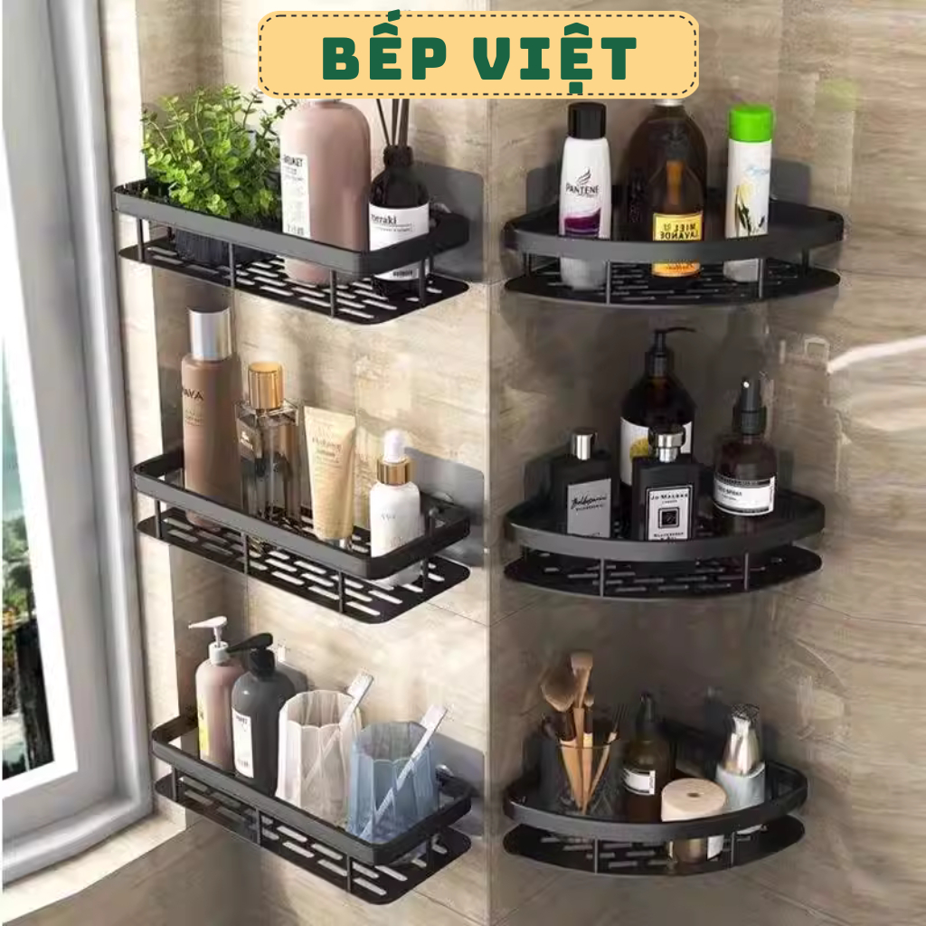 Kệ góc để đồ, giá để đồ đa năng dán tường siêu chắc hợp kim nhôm sử dụng cho nhà bếp, nhà tắm QM.Q001
