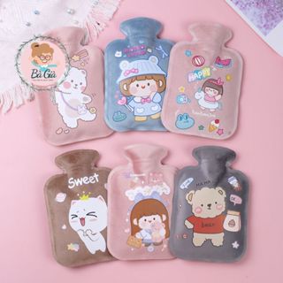 Túi chườm nóng lạnh size to nhung mềm giảm đau bụng kinh, túi chườm giữ ấm hạ sốt 500ml