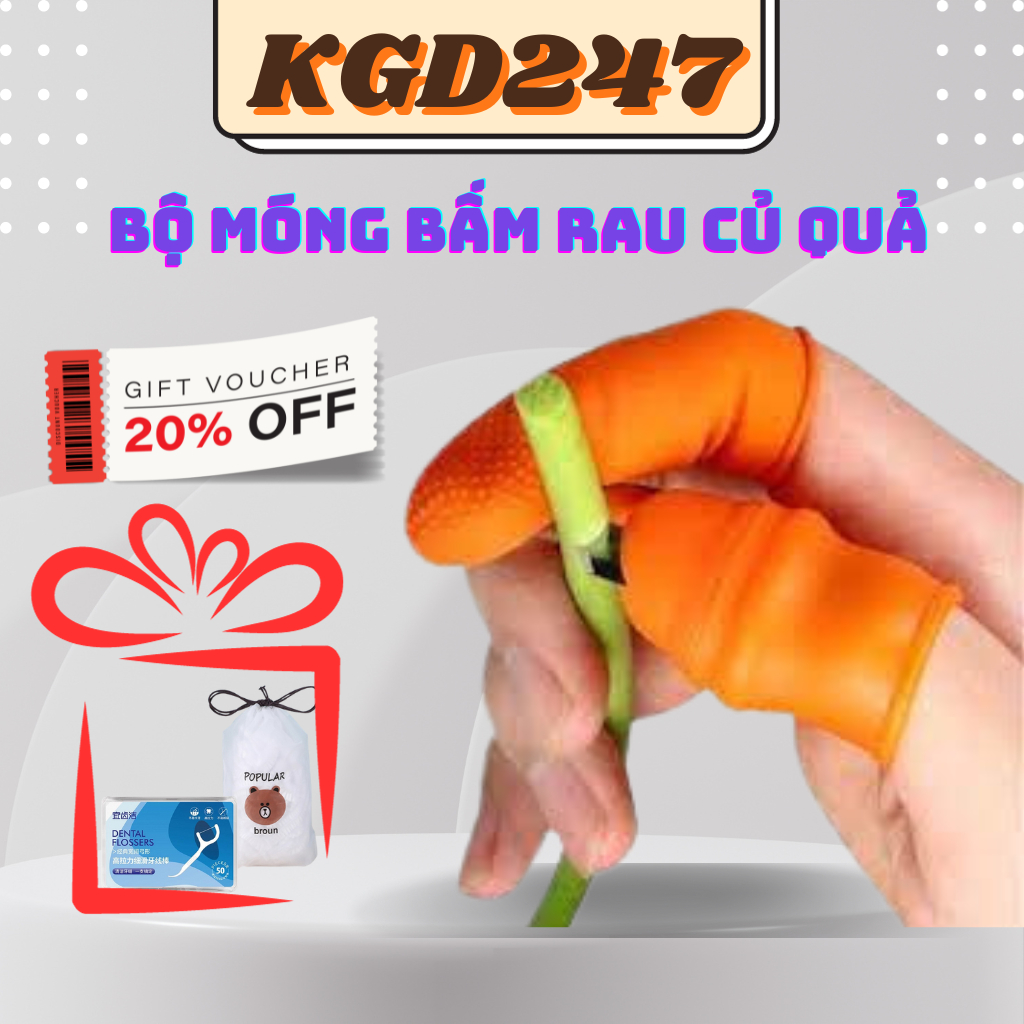 Bộ móng nhặt rau củ quả chống bẩn móng tay - móng bấm cắt rau củ tiện lợi