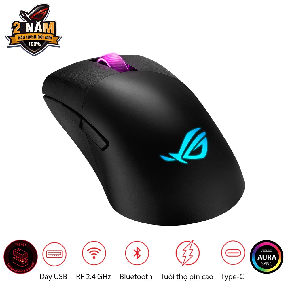 Chuột gaming không dây ASUS ROG KERIS Wireless | cảm biến ROG 16,000 dpi | feet chuột ROG Omni