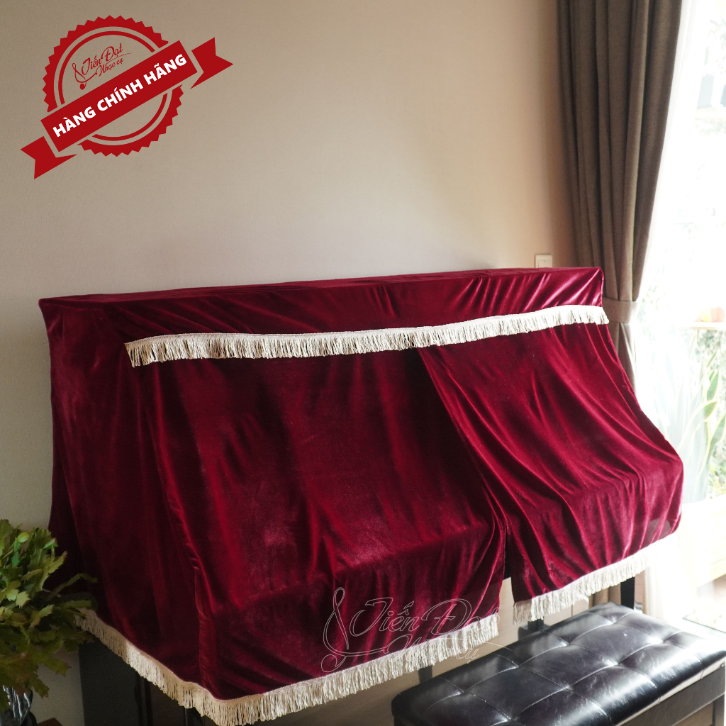 Khăn Phủ Đàn Piano Nhung Đỏ Xếp Ly KC01
