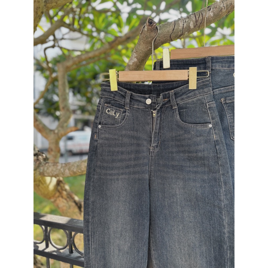 -1703 Quần Jean Nữ Baggy Co Giãn Thêu Chữ,Quần bò begy co giãn dáng rộng thoải mái năng động cạp cao HOT23