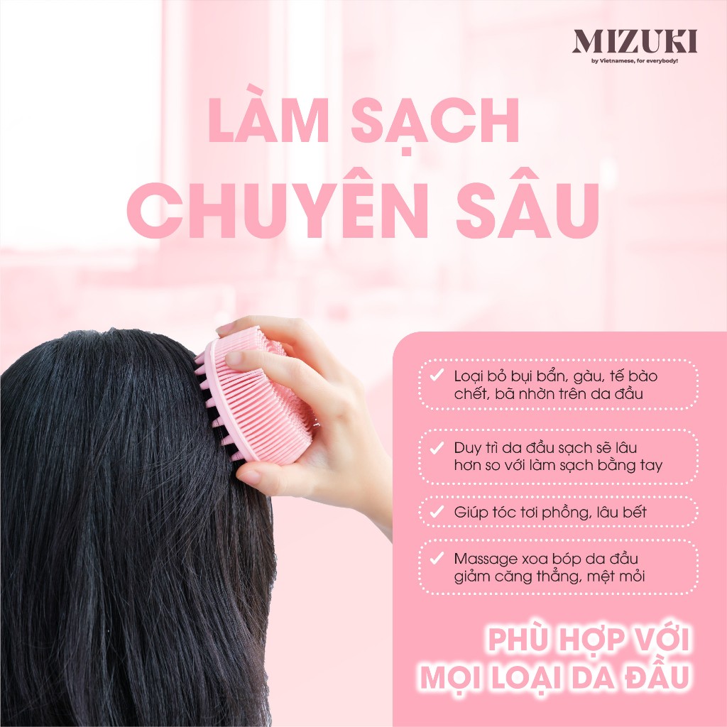 Lược Gội Đầu Massage Da Đầu Thư Giãn 2in1 Mizuki (Màu Ngẫu Nhiên)