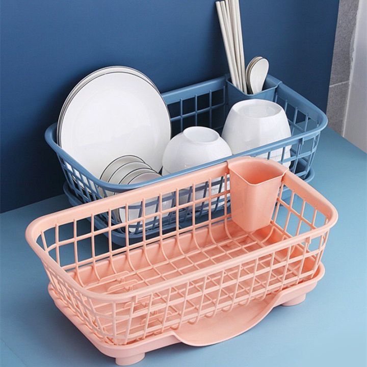 Khay Nhựa Úp Chén Bát Ráo Nước Tiện Lợi - Rổ úp bát đĩa có khay hứng nước giao màu ngẫu nhiên