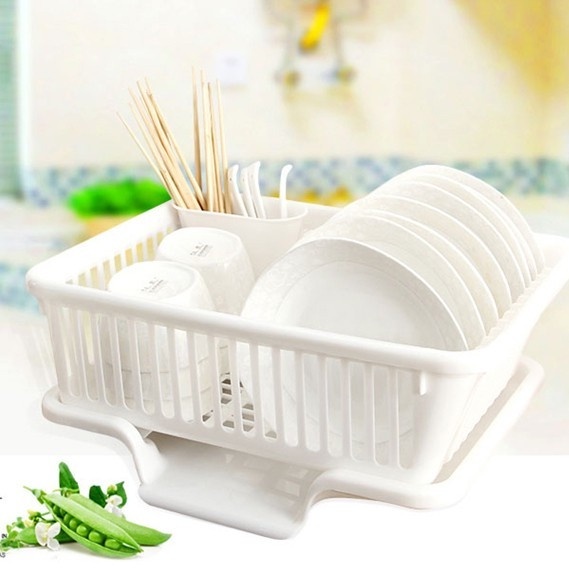 Khay Nhựa Úp Chén Bát Ráo Nước Tiện Lợi - Rổ úp bát đĩa có khay hứng nước giao màu ngẫu nhiên