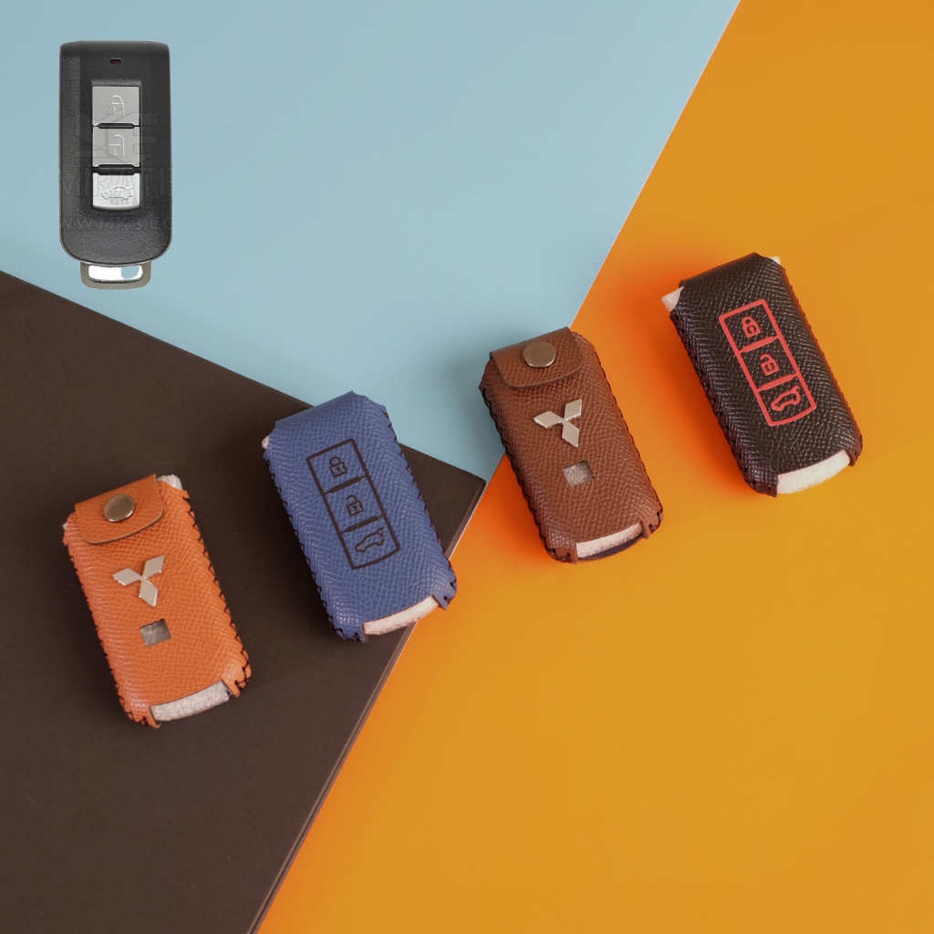 Bao da bọc chìa khóa, Ốp khóa xe Mitsubishi Xpander,Triton,Outlander,Pajero,Attrage,Athlete da bò cao cấp MI EPS