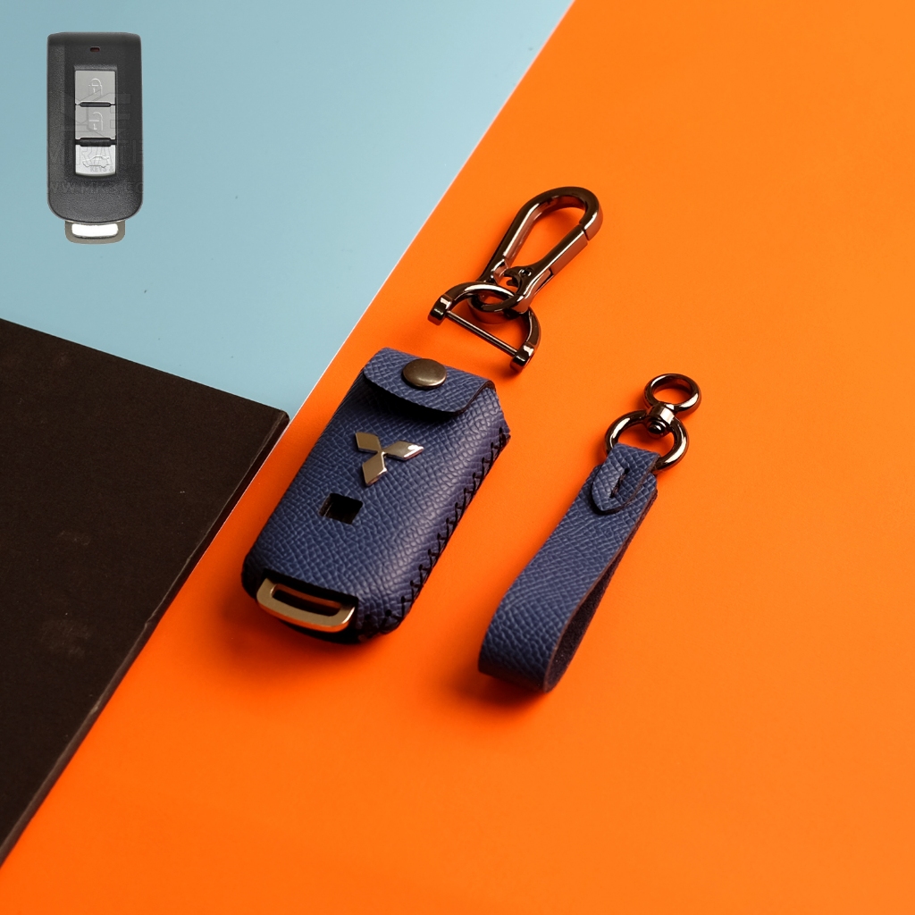 Bao da bọc chìa khóa, Ốp khóa xe Mitsubishi Xpander,Triton,Outlander,Pajero,Attrage,Athlete da bò cao cấp MI EPS