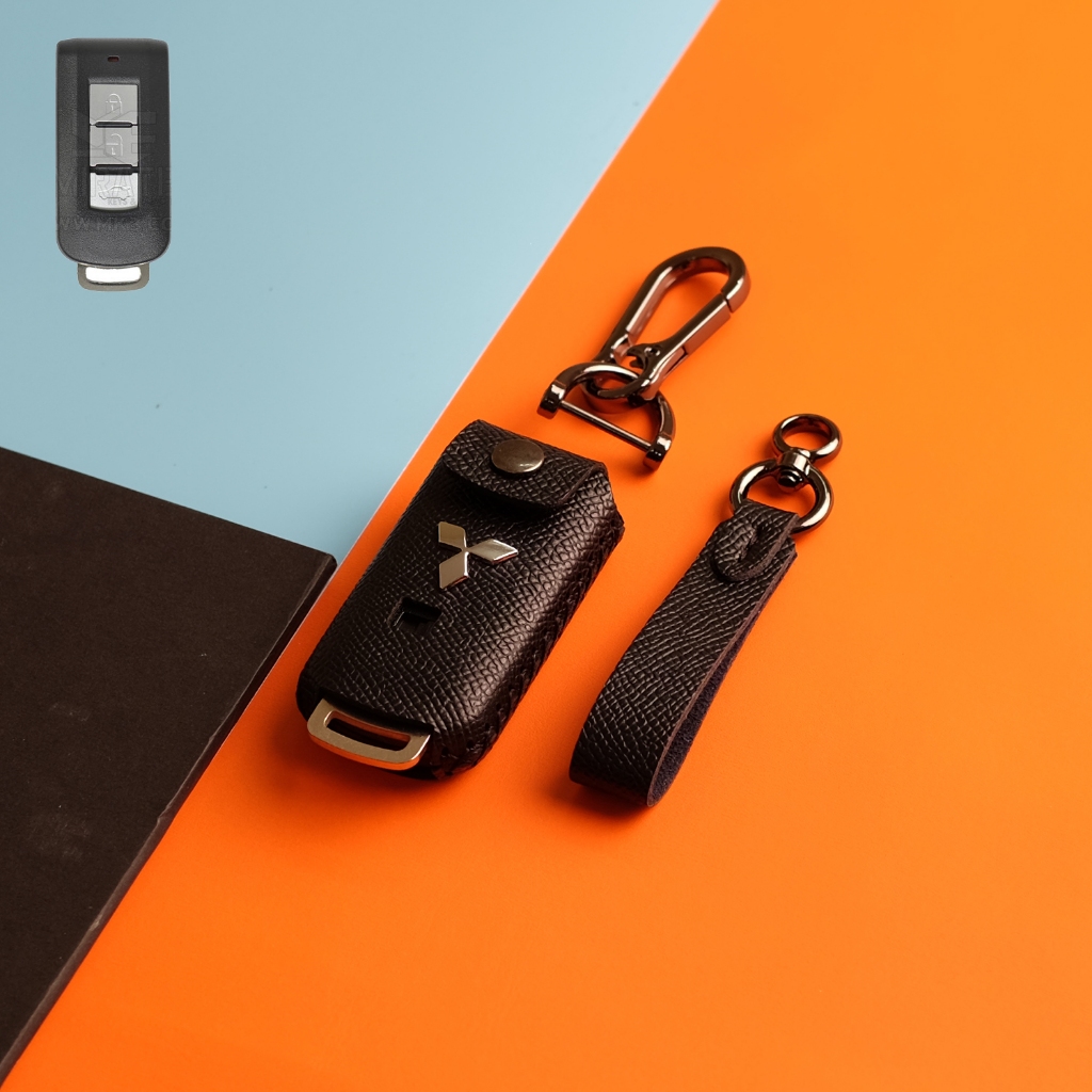 Bao da bọc chìa khóa, Ốp khóa xe Mitsubishi Xpander,Triton,Outlander,Pajero,Attrage,Athlete da bò cao cấp MI EPS