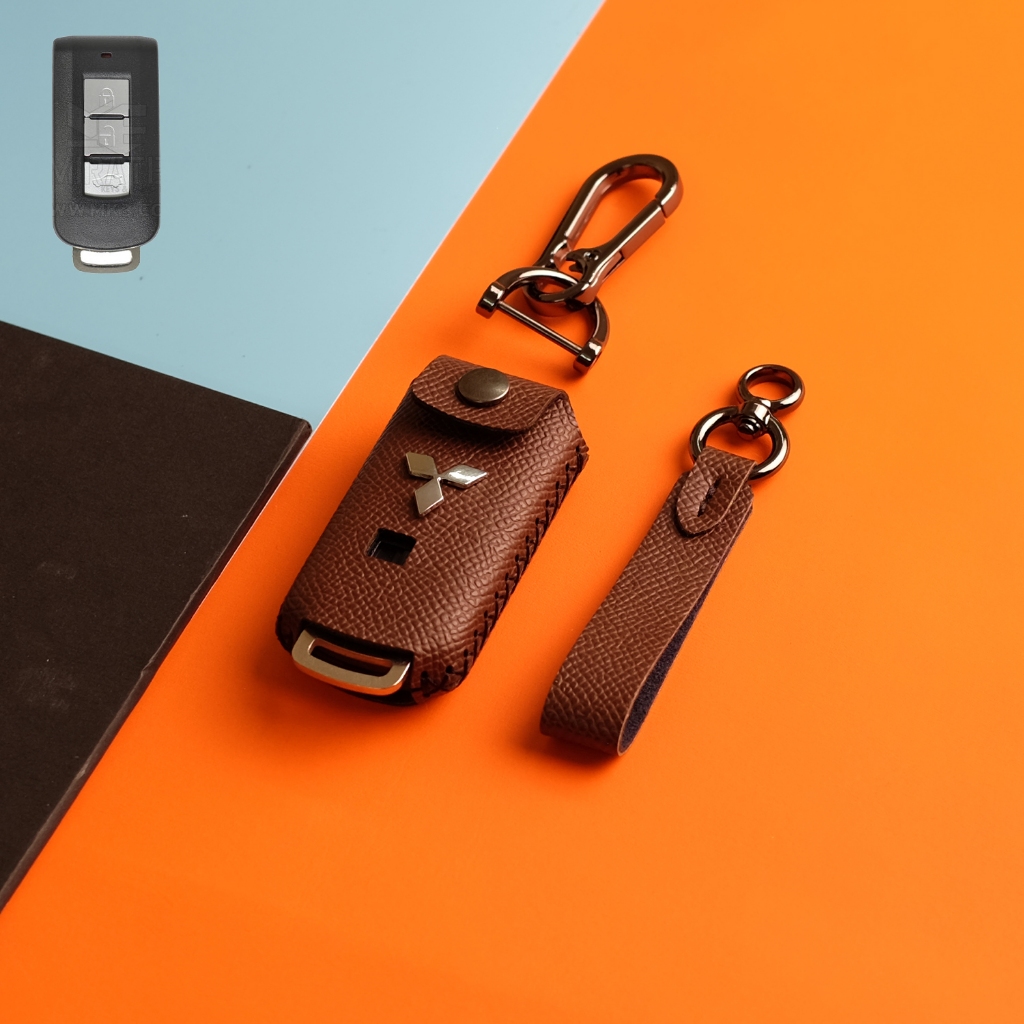 Bao da bọc chìa khóa, Ốp khóa xe Mitsubishi Xpander,Triton,Outlander,Pajero,Attrage,Athlete da bò cao cấp MI EPS