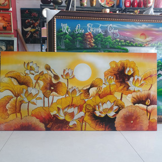 Tranh sơn mài hoa sen 60x120 cm hàng xuất khẩu