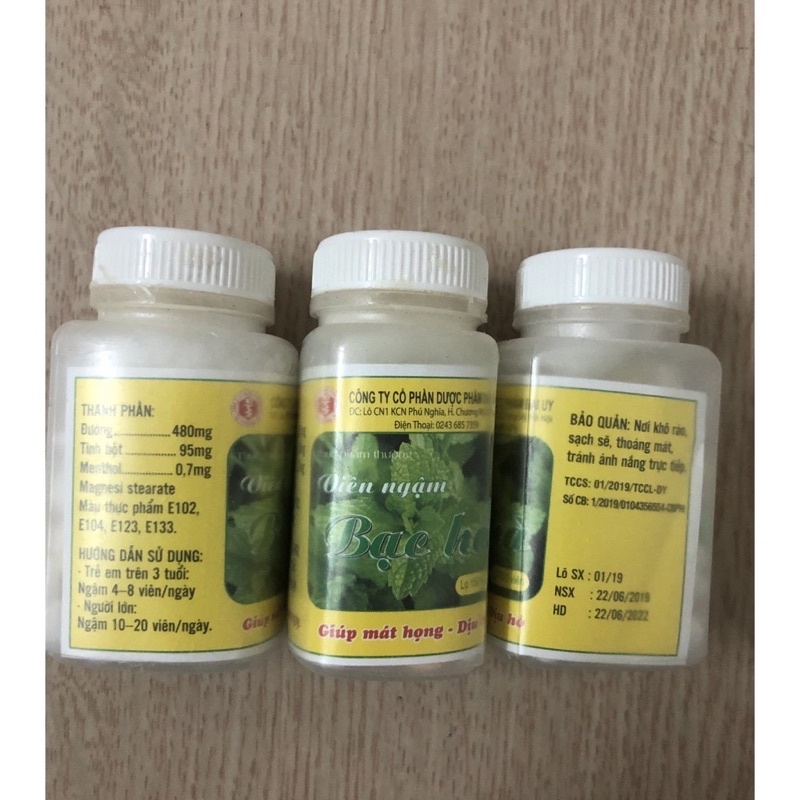 VIÊN NGẬM BẠC HÀ ĐẠI UY lọ 150 viên mát họng dịu ho