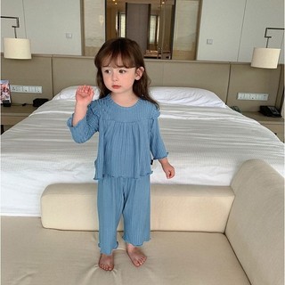 Đồ bộ quần áo dài tay cho bé gái chất len gân