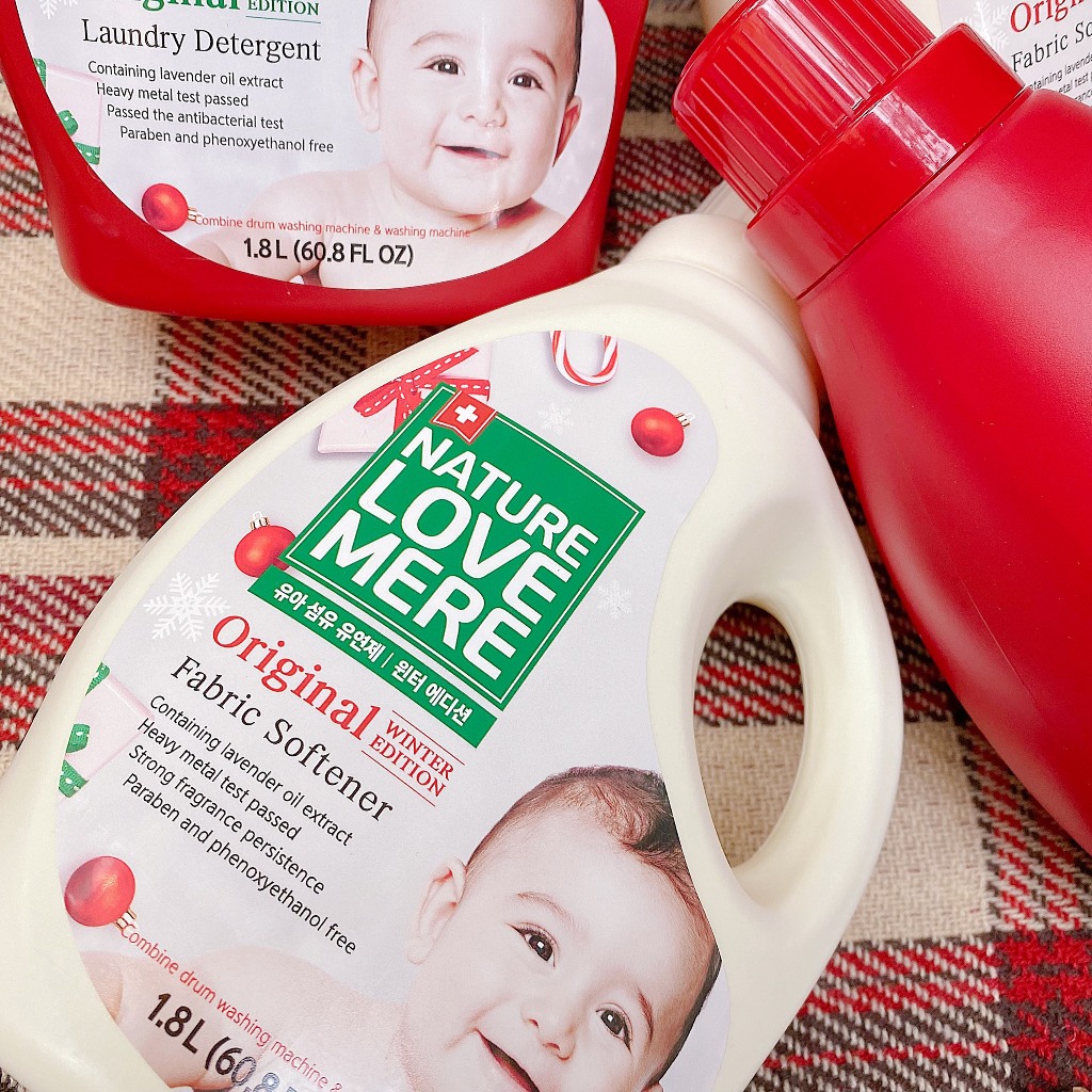 Combo Nước giặt và nước xả Nature Love Mere hương Original chai 1.8L/ túi 1.3L