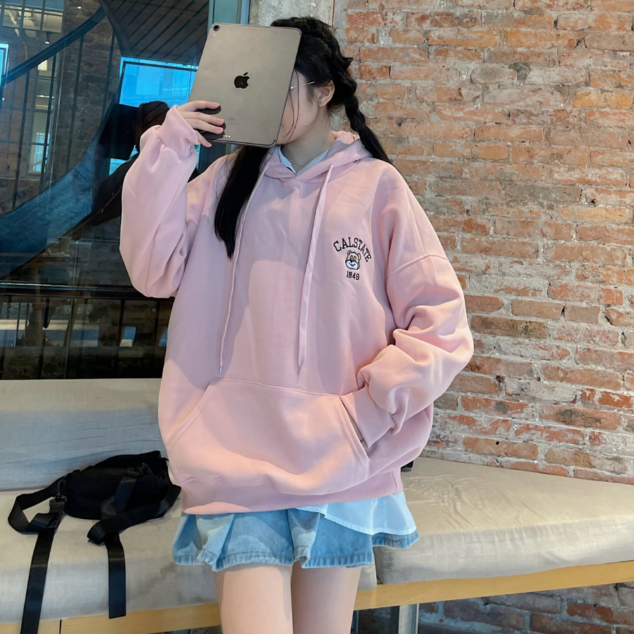 Áo hoodie nữ form rộng chất vải nỉ 2 da dày dặn CALS 10636 - Jemcloset