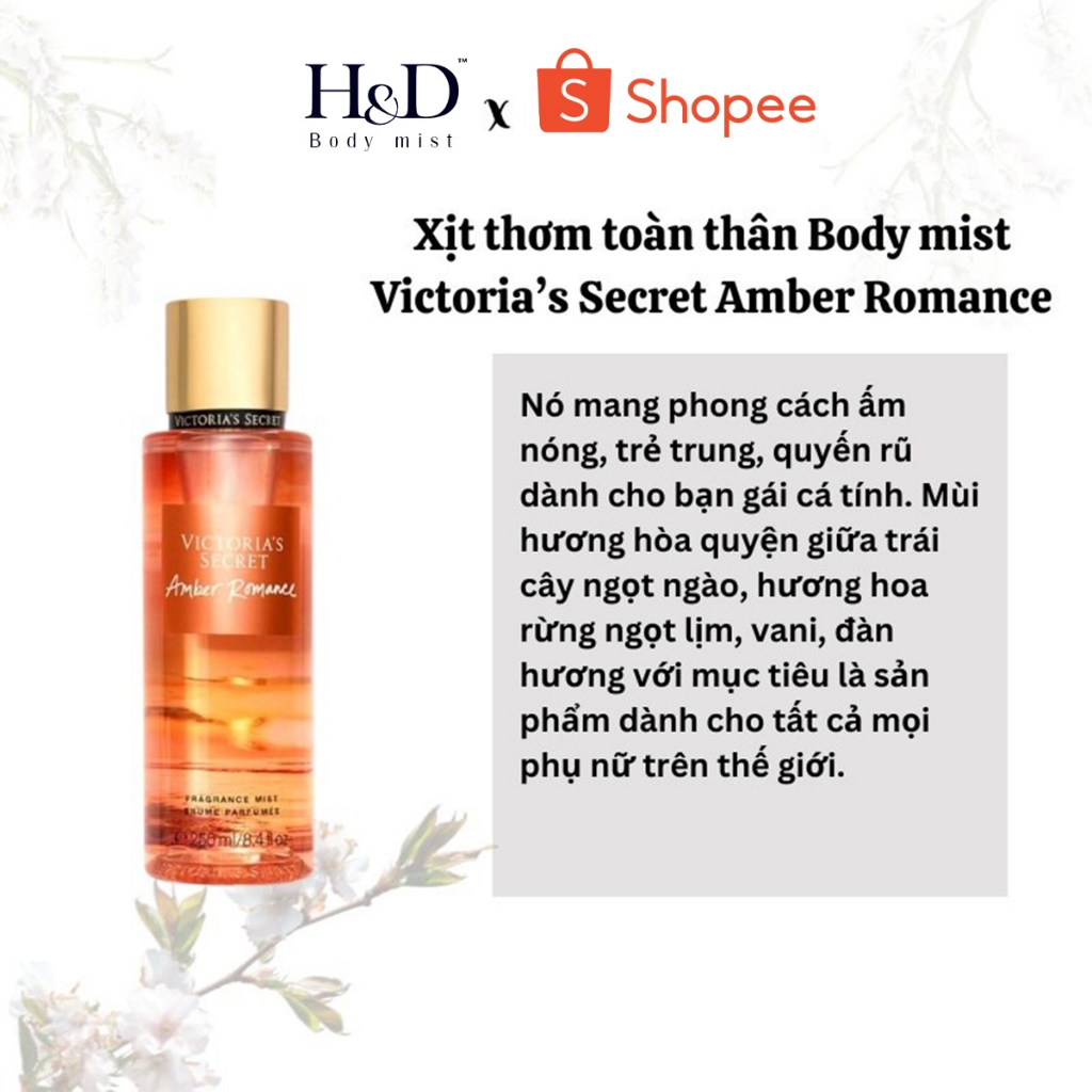 Body Mist Victoria’s Secret Amber Romance xịt thơm toàn thân HD Body mist gợi cảm 10ML/30ML/75ML