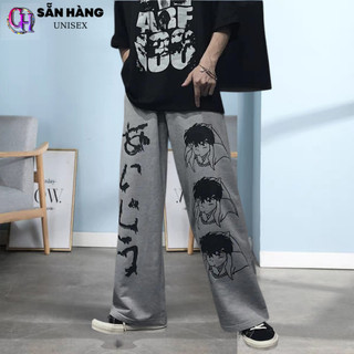 [ FREESHIP] Quần jogger nam nữ ống rộng unisex in hoạt hình dơi basic 40-68kg Bigsize thời trang thu đông - CHP
