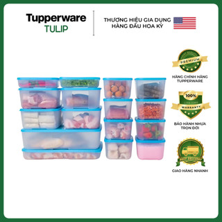 Bộ hộp nhựa đựng thực phẩm ngăn đông Tupperware Freezermate Jumbo set 16, nhựa nguyên sinh, chính hãng