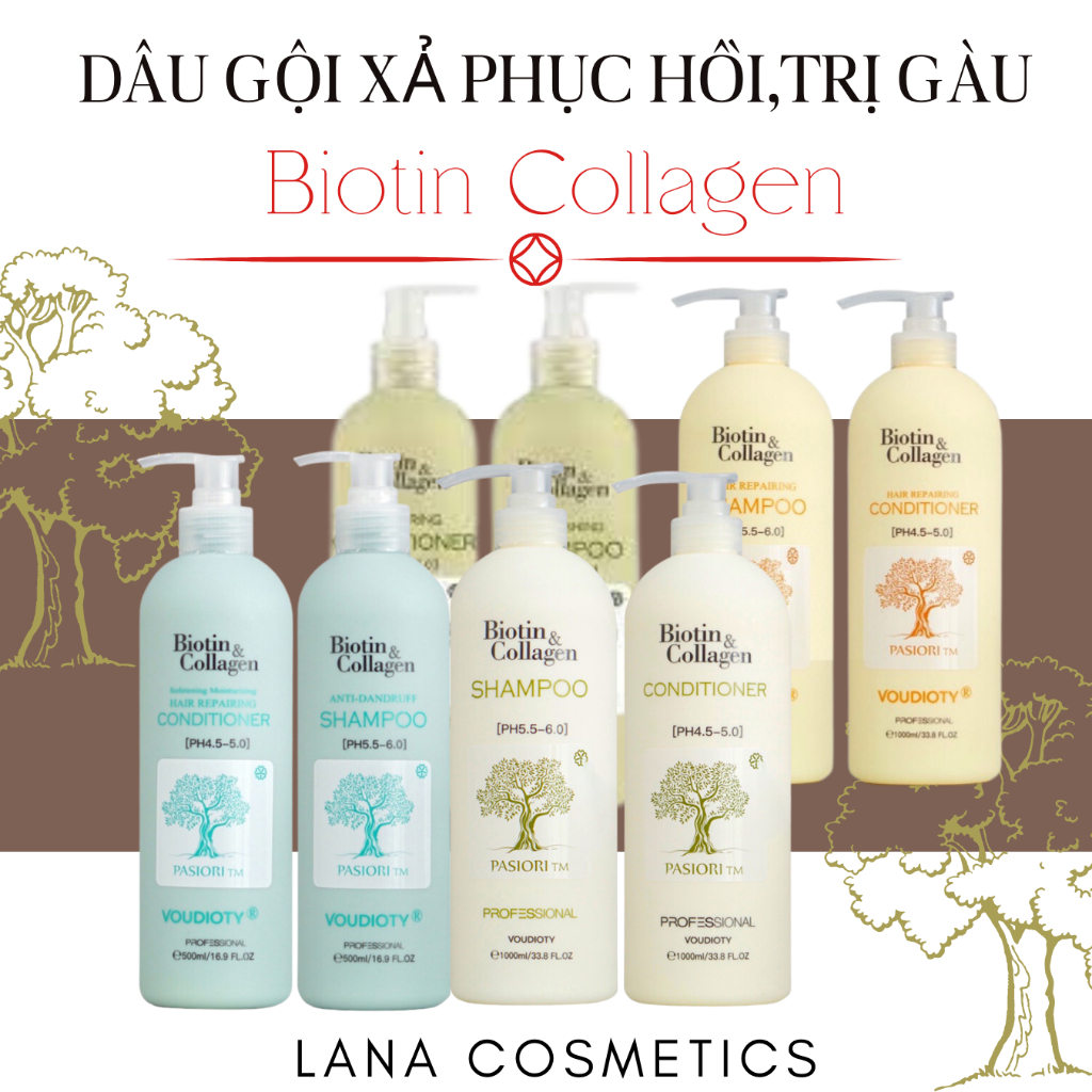 Cặp Dầu Gội Xả Biotin Collagen Giúp Phục Hồi Tóc, Ngăn Ngừa Gãy Rụng Đánh Bay Gàu làm tóc siêu mềm mượt