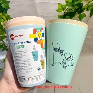 Set 5 ly nhựa đa năng hpb26 in hình dễ thương bằng nhựa hofaco