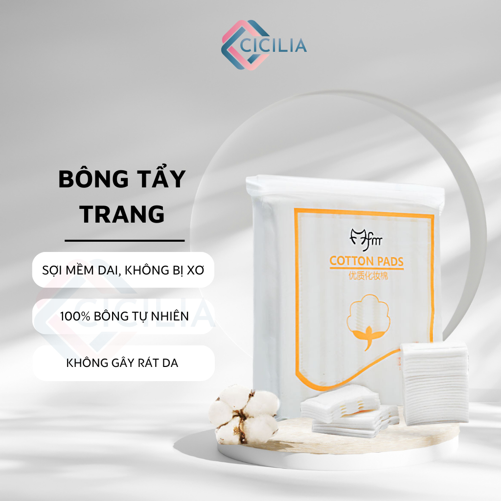 Bông Tẩy Trang Cotton 222 Miếng Siêu Thấm Hút, Mềm Mại Cho Da CICILIA 8385