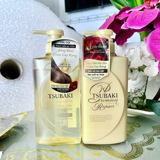 Bộ đôi gội xả Phục hồi ngăn rụng tóc Premium Repair Tsubaki 490ml/chai