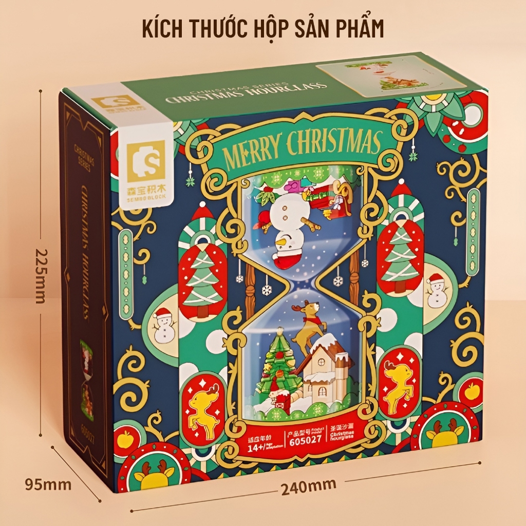 Đồ Chơi Lắp Ráp LEGO Noel Mô Hình Đồng Hồ Cát Giáng Sinh Hình Ngôi Nhà, Người Tuyết SEMBO 605027 Với 280+PCS