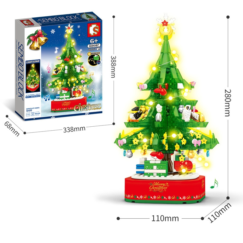 Đồ Chơi Lắp Ráp LEGO Mô Hình Hộp Nhạc Cây Thông Noel, Giáng Sinh Merry Christmas SEMBO 601097 Với 480+PCS