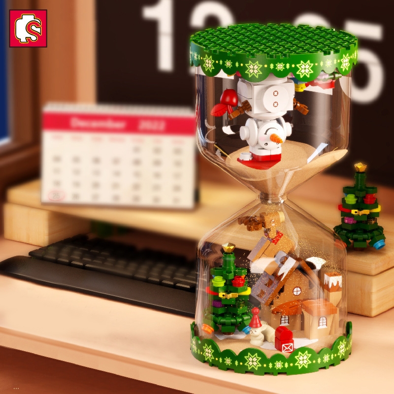 Đồ Chơi Lắp Ráp LEGO Noel Mô Hình Đồng Hồ Cát Giáng Sinh Hình Ngôi Nhà, Người Tuyết SEMBO 605027 Với 280+PCS
